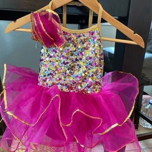 New! Pink and gold Curtain Call Dance Costume.